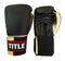 Title Leather Sparring Gloves: Black with Gold Thumb